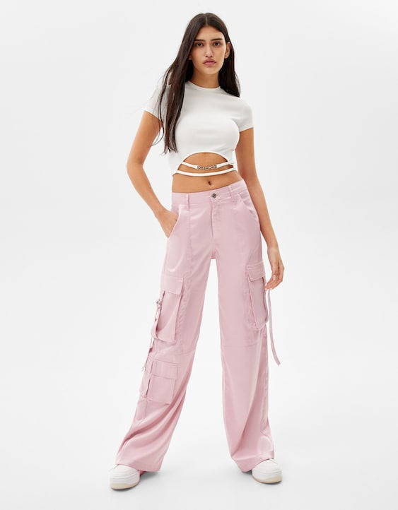 Satin Cargo Pants