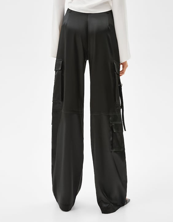 Satin Cargo Pants