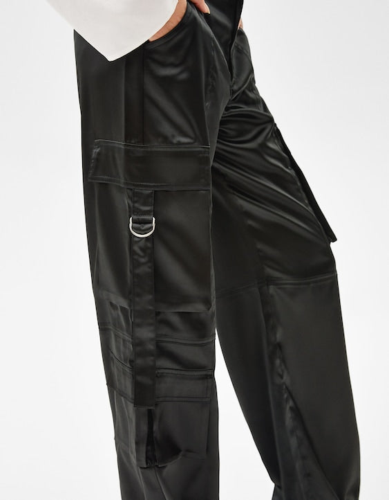 Satin Cargo Pants