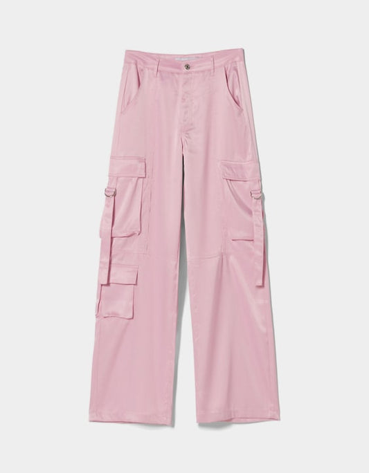 Satin Cargo Pants